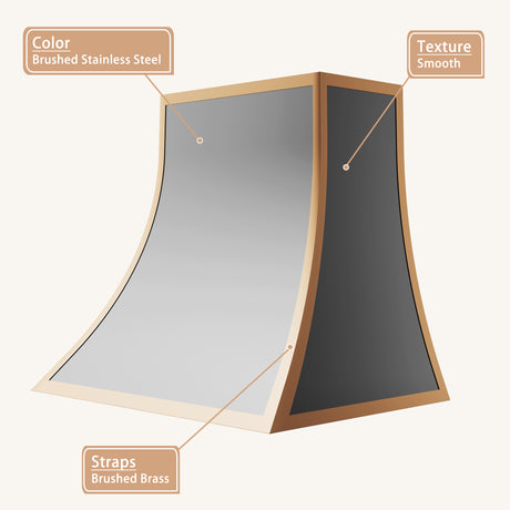 USA Modern Kitchen Hoods Stainless Steel with Brass Trims URHS-12