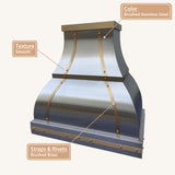 USA Bell Stainless Steel Range Hood with Brass Accents URHS-77