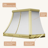 USA Custom Luxury Stainless Steel Range Hood with Brass Trims URHS-01