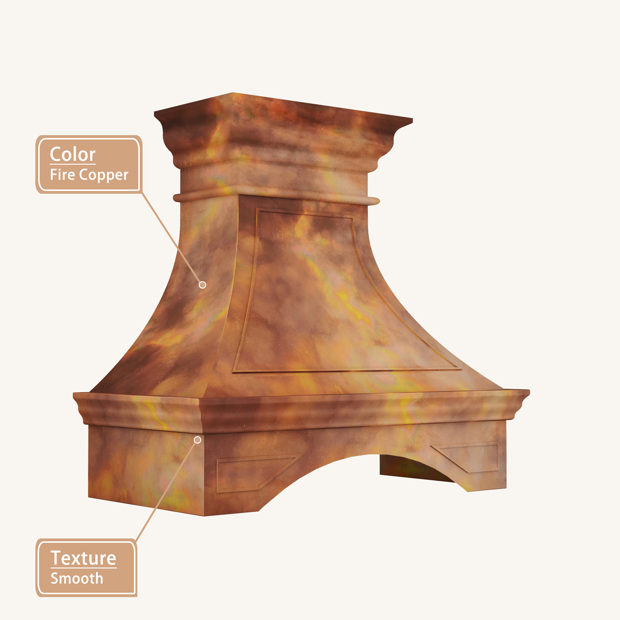 USA California Artisan Fire Copper Stove Hood URHC-105