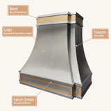 USA Designer Stainless Steel Vent Hood with Brass Straps URHS-156