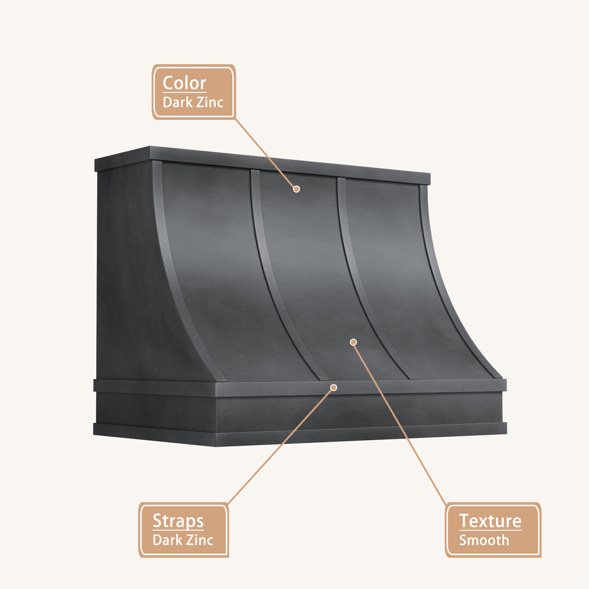 USA Minimal Handmade Dark Zinc Exhaust Hood URHZ-31
