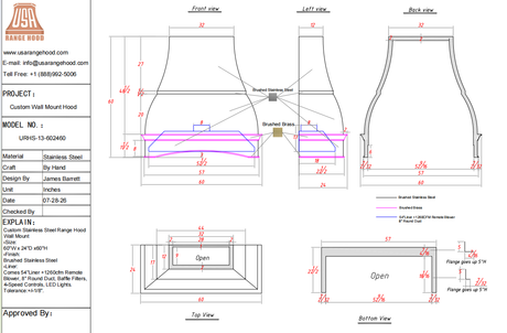 USA Custom Range Hood-URHS-13-Custom Link for Yvonne