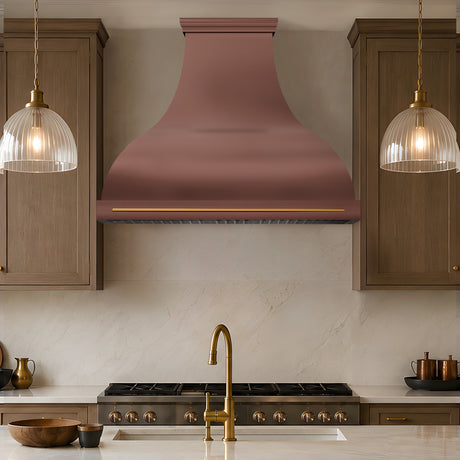 USA Custom Copper Bell Kitchen Hood with Pot Rack URHC-16