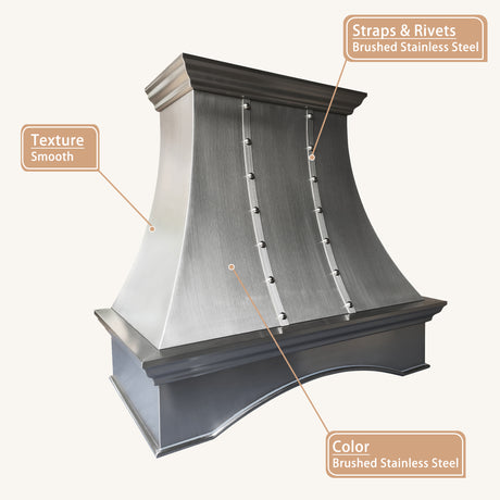 USA Minimal Stainless Steel Range Hood with Artisan Apron URHS-210