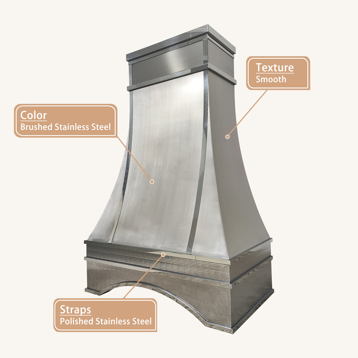 USA Modern Stainless Steel Kitchen Hood with Artisan Apron URHS-176