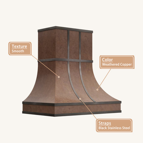 USA Artisan Custom Weathered Copper Stove Hood URHC-113