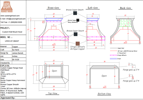USA Custom Range Hood-Custom Crown-Custom Link for Milda