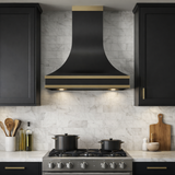 USA Minimal Stainless Steel Range Hood with Custom Brass Straps URHS-178