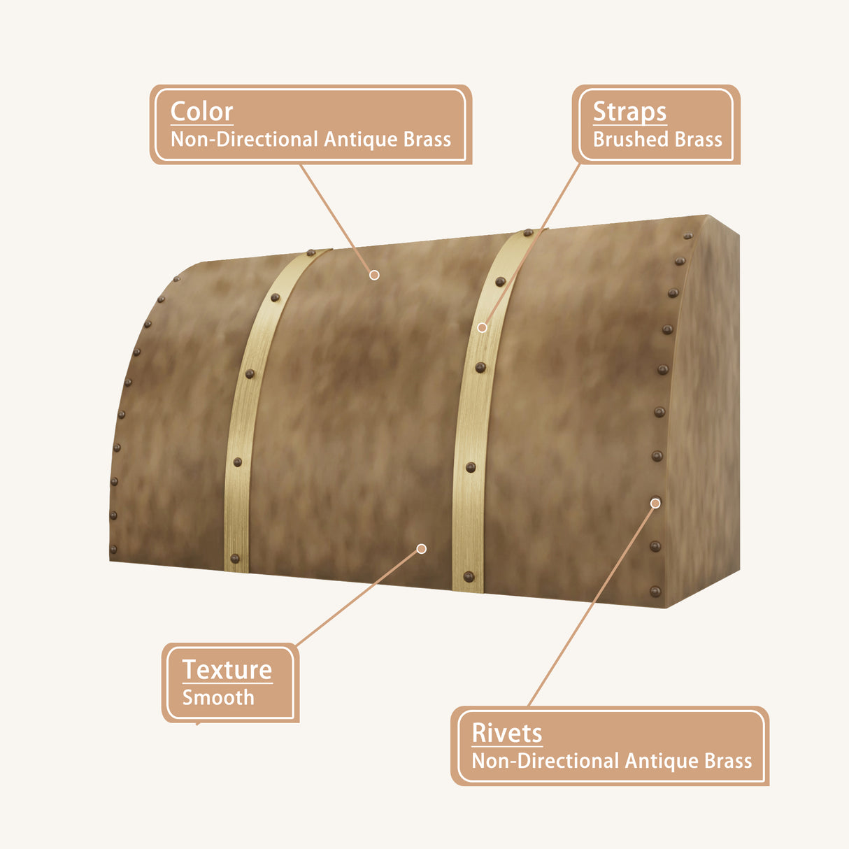 USA Artisan Brass Range Hood featuring Rustic Style URHB-92