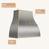 USA Modern Stainless Steel Exhaust Hood with Handmade Brass Straps URHS-252