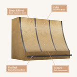 USA Designer Brass Stove Hood Featuring Hammered Texture URHB-84