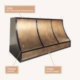 USA Classic Non-directional Antique Brass Kitchen Hood URHB-129