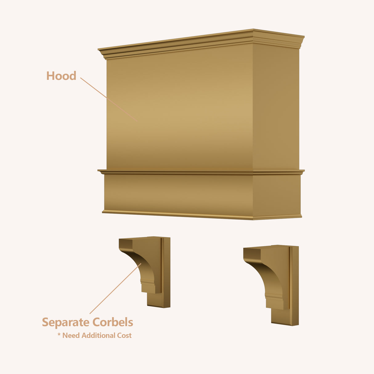 USA Custom Brass Range Hood with Artisan Shelf URHB-32
