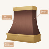 USA Seattle Artisan Copper Vent Hood with Brass Trims URHC-81