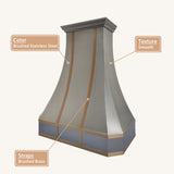 USA Classic Stainless Steel Custom Range Hood with Brushed Brass Trim URHS-105