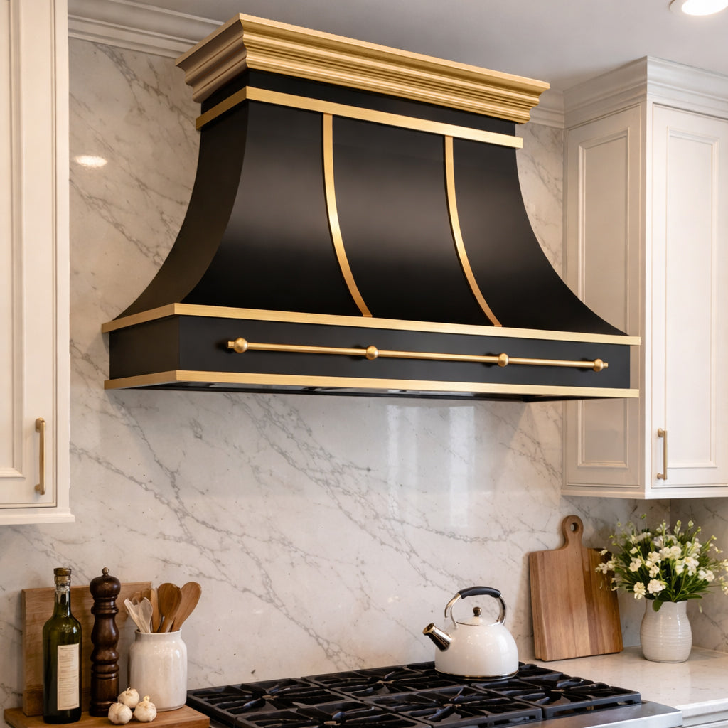 USA Designer Black Custom Stainless Steel Stove Hood URHS-197