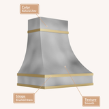 USA Handmade Zinc Kitchen Hood with Artisan Brass Straps URHZ-29