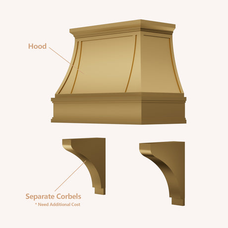 USA Luxury Brass Kitchen Range Hood with Artisan Shelf URHB-34