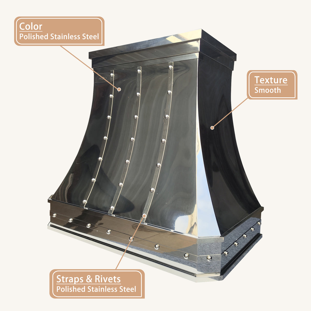 USA Designer Polished Stainless Steel Range Hood URHS-164