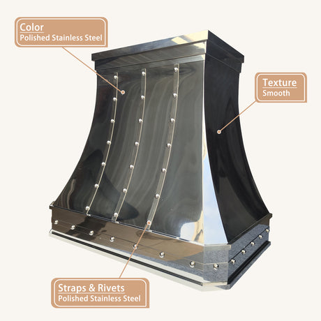USA Designer Polished Stainless Steel Range Hood URHS-164