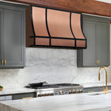 USA Artisan Copper Kitchen Hood with Custom Black Straps URHC-98
