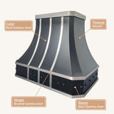 USA Architectural Stainless Steel Kitchen Range Hood with Vertical Straps URHS-78