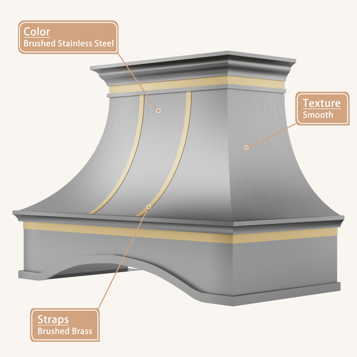 USA Luxury Stainless Steel Vent Hood with Arch Design Apron URHS-143