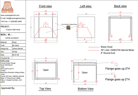 USA Custom Range Hood-URHB-24-Custom Link for Lisa