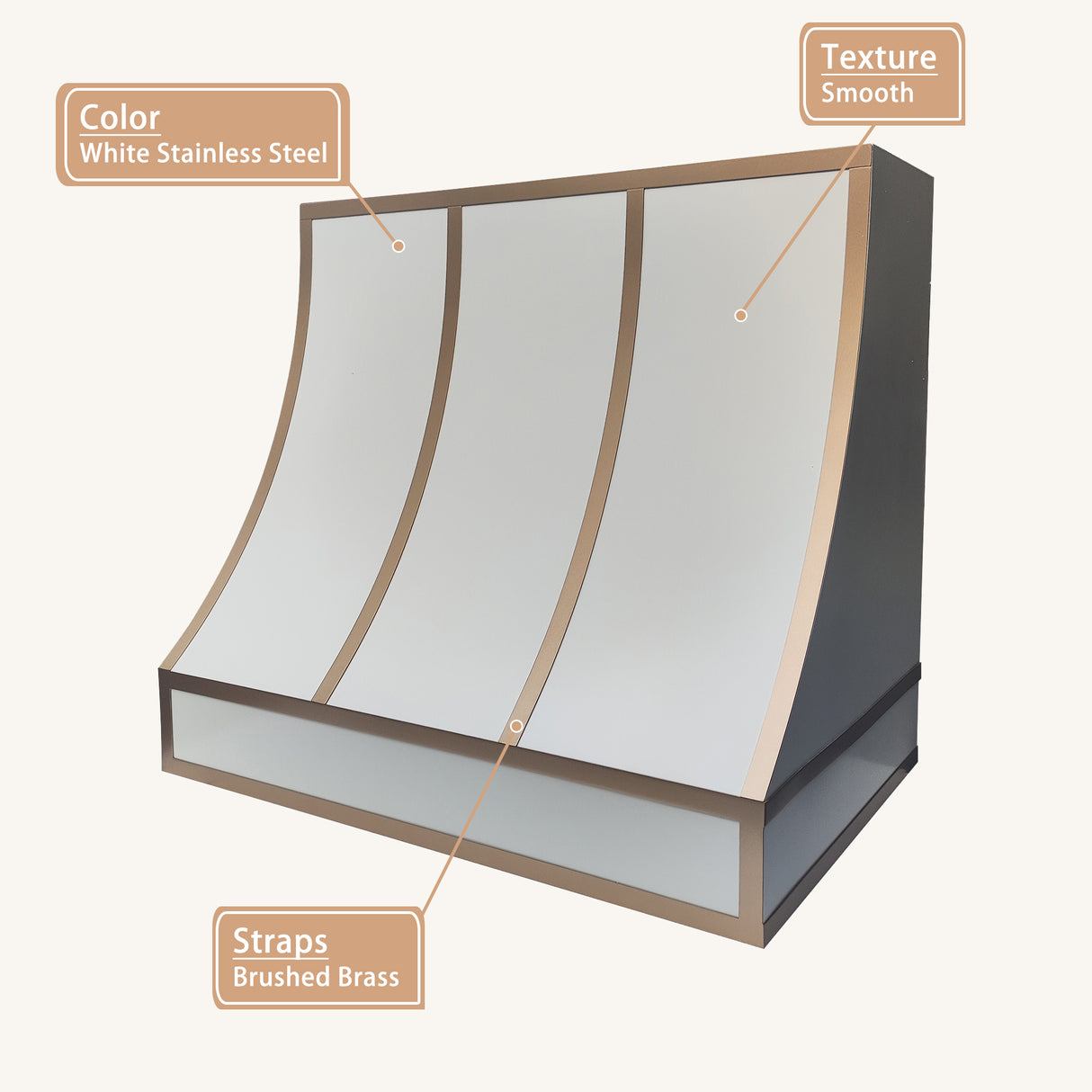 USA Custom White Stainless Steel Stove Hood URHS-183