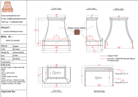 USA Custom Kitchen Hood-URHC-57-Custom Link for Jennifer