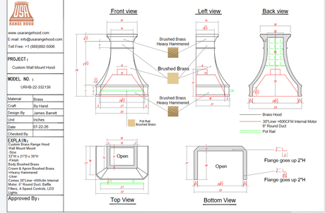 USA Custom Range Hood-URHB-22-Custom Link for Edward