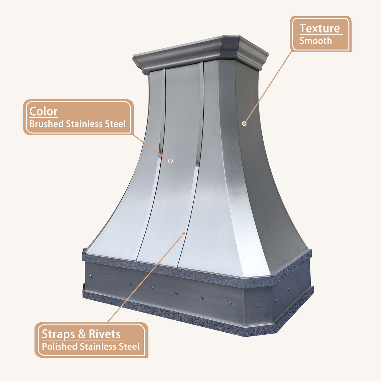 USA California Custom Stainless Steel Kitchen Range Hood URHS-06