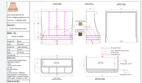 USA Custom Range Hood-URHB-72 Custom Link for Tiffani