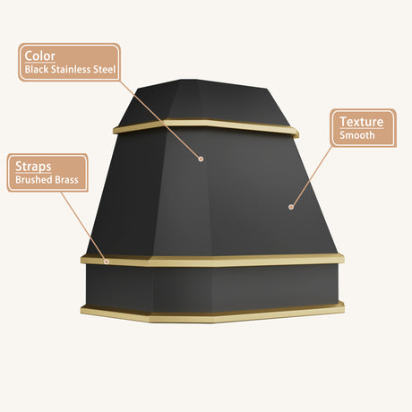 USA Texas Custom Black Stainless Steel Stove Hood URHS-233