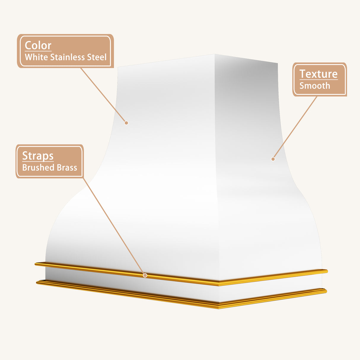 USA Modern Stainless Steel White Range Hood in Bell Shape URHS-89