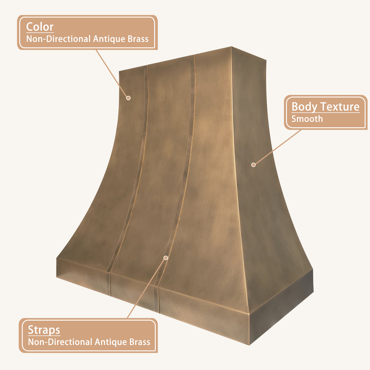USA Classic Non-direction Antique Custom Brass Exhaust Hood URHB-134