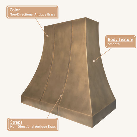 USA Classic Non-directiona Antique Brass Stove Hood URHB-143