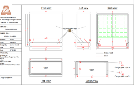 USA Custom Range Hood-URHB-110-Custom Link for Patricia