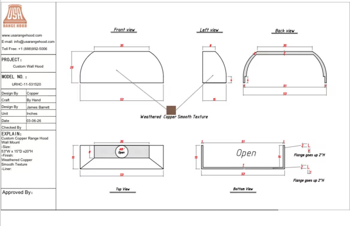 USA Custom Range Hood-URHC-11 Custom Link for Nikk