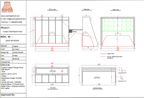 USA Custom Range Hood-URHC-85-Custom Link for Jaime
