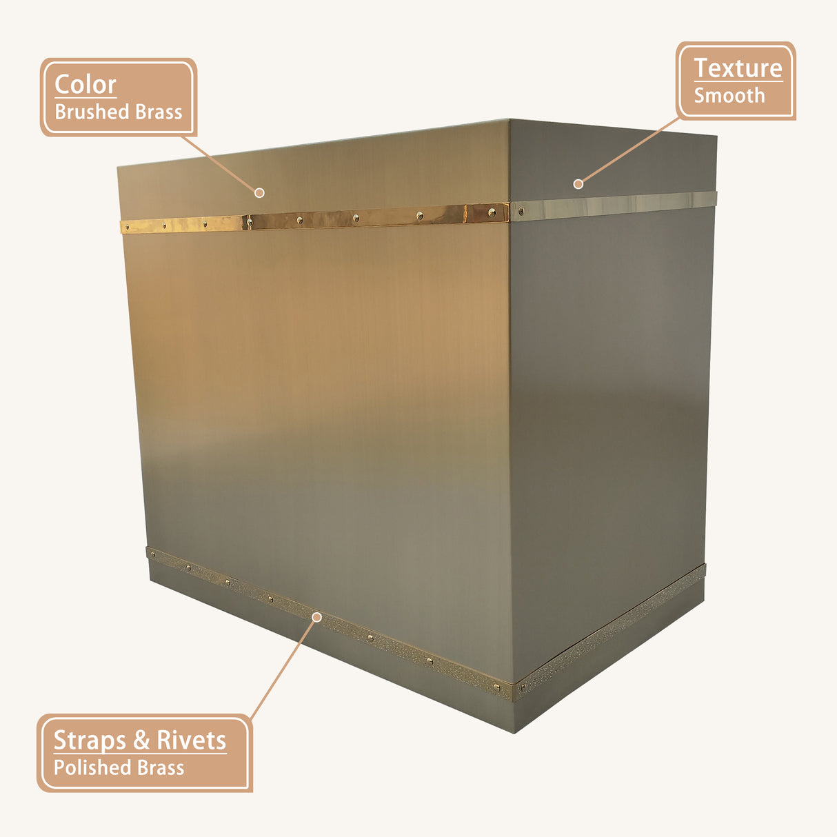 USA California Modern Brass Box Vent Hood with Straps URHB-15