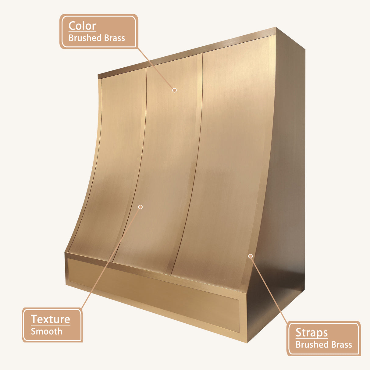 USA Minimal Custom Brushed Brass Stove Hood URHB-121