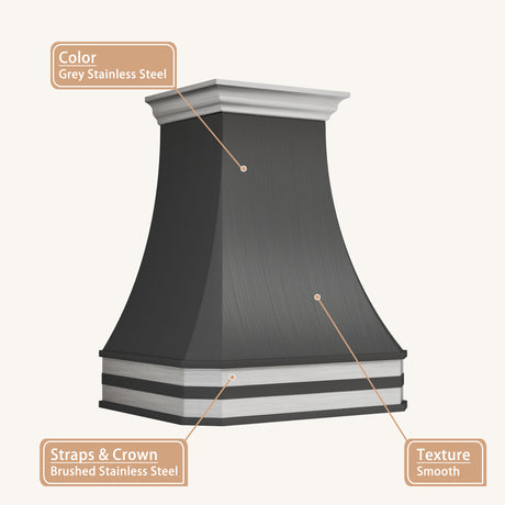 USA Modern Grey Custom Stainless Steel Vent Hood URHS-240