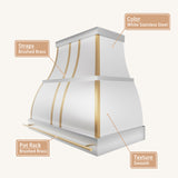 USA California White Stainless Steel Custom Range Hoods URHS-24