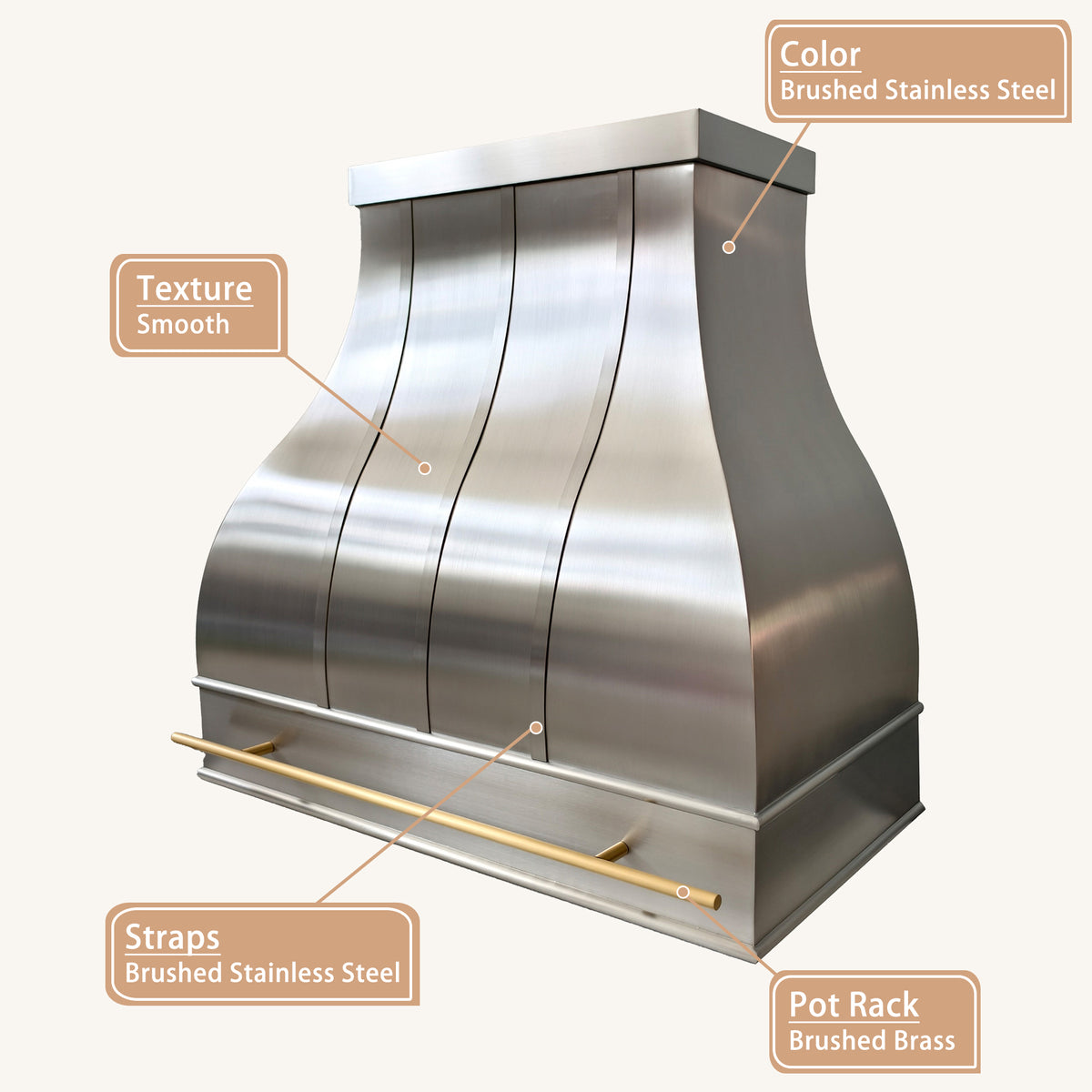 USA Texas Minimal Handmade Stainless Steel Vent Hood URHS-254