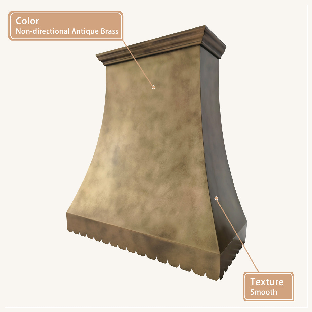 USA Custom Brass Stove Hood with Handmade Designer Apron URHB-157