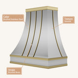 USA Modern Mixed-Metal Range Hood with Stainless Steel and Brass URHS-90