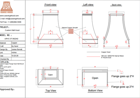 USA Custom Range Hood-URHC-37-Custom Link for Jeff Curry