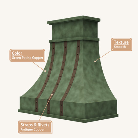 USA Classic Green Patina Copper Kitchen Hood URHC-65
